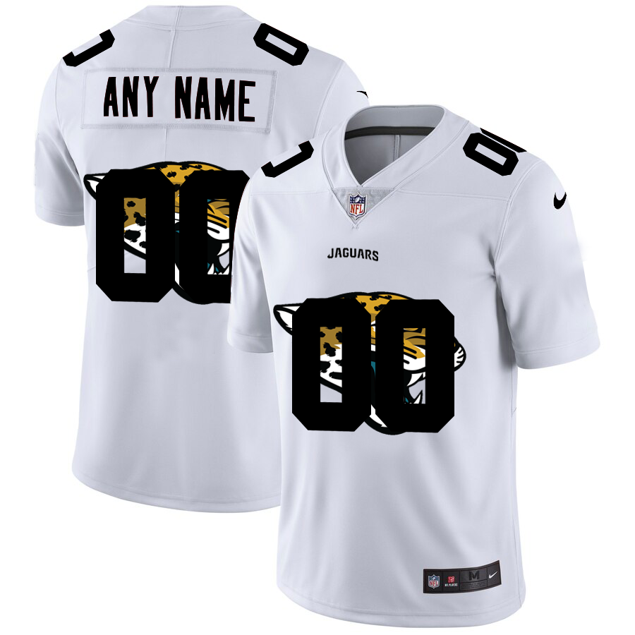 Wholesale Jacksonville Jaguars Custom White Men Nike Team Logo Dual Overlap Limited NFL Jersey